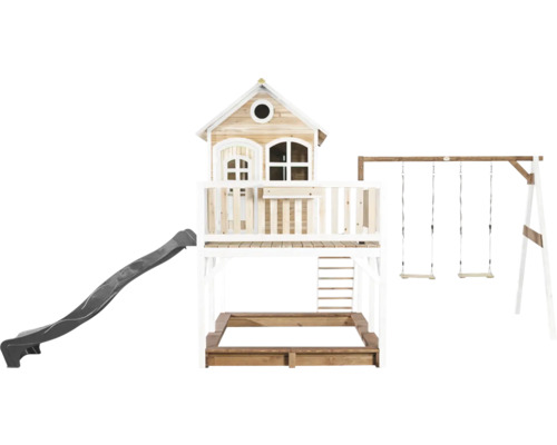 Spielturm mit Rutsche, Schaukel und Sandkasten für den Garten