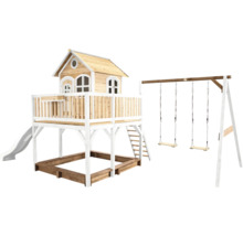 Spielhaus mit Rutsche, Sandkasten und Schaukel für den Garten