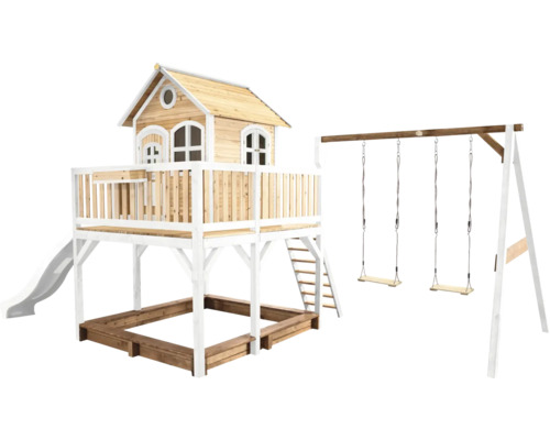 Spielhaus mit Stelzen axi Liam 613 x 277 cm Holz braun bestehend aus Schaukel