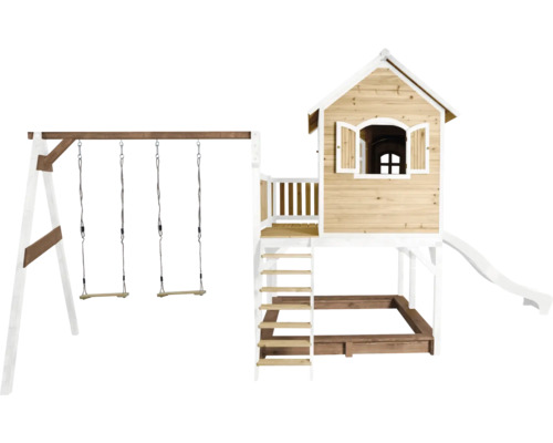 Spielhaus mit Schaukel, Rutsche und Sandkasten für den Garten