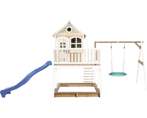 Spielanlage mit Rutsche, Schaukel und Sandkasten