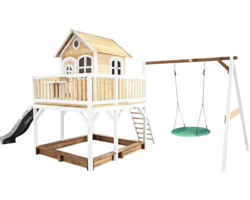 Spielhaus mit Stelzen axi Liam 613 x 277 cm Holz braun inkl. Schaukel