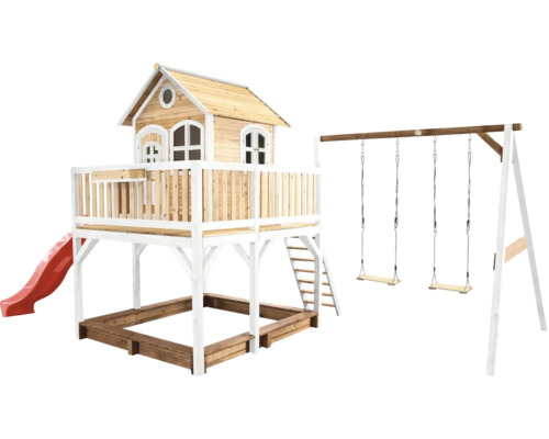 Spielhaus mit Stelzen axi Liam 613 x 277 cm Holz braun bestehend aus Schaukel