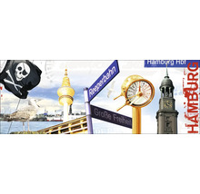 Collage mit verschiedenen Hamburger Sehenswürdigkeiten