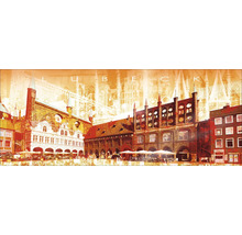 Ansicht der historischen Stadt Lübeck mit Rathaus und anderen Gebäuden