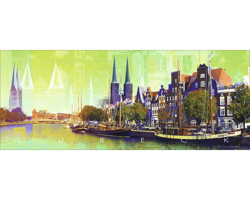 Glasbild Lübeck XIX 125x50 cm