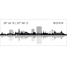Silhouette der Bonner Skyline mit Koordinaten und Stadtnamen