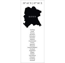 Karte von Bonn mit Stadtteilen und Koordinaten
