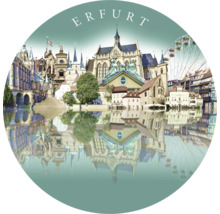 Erfurt Stadtbild mit Wahrzeichen und Spiegelung im Wasser