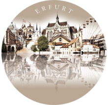 Erfurt Stadtsilhouette mit Gebäuden und Reflektionen
