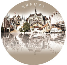 Ansicht der Stadt Erfurt mit Gebäuden und Spiegelung