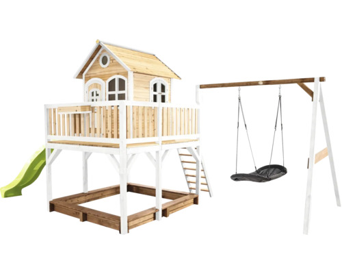 Spielhaus mit Stelzen axi Liam 613 x 277 cm Holz braun inkl. Schaukel