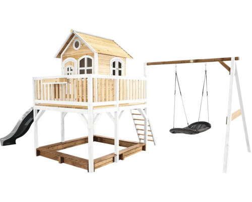 Spielhaus mit Stelzen axi Liam 613 x 277 cm Holz braun inkl. Schaukel