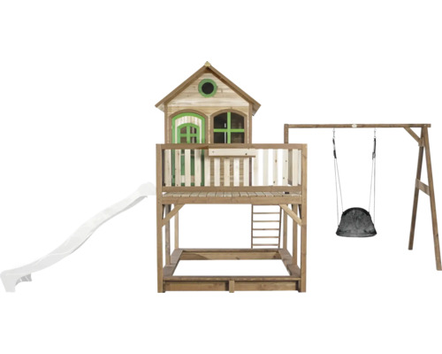 Spielturm mit Rutsche, Sandkasten und Schaukel für den Garten