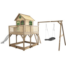 Spielhaus mit Schaukel und Rutsche für den Garten