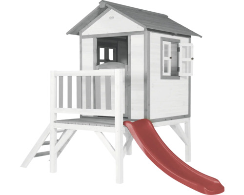 Spielhaus mit roter Rutsche für Kinder