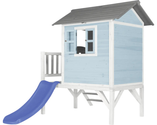 Spielhaus aus Holz mit Rutsche für den Garten