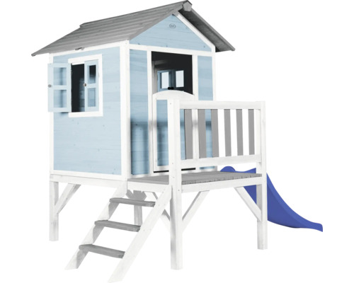 Spielhaus mit Stelzen axi Lodge XL 240 x 167 cm Holz blau inkl. Rutsche