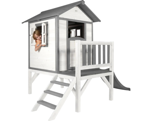 Spielhaus aus Holz mit Rutsche und Treppe für Kinder