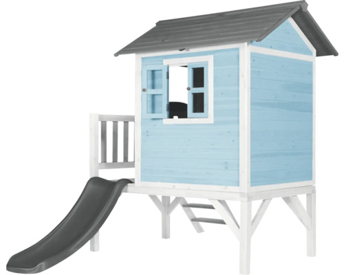 Holzspielhaus mit Rutsche für den Garten