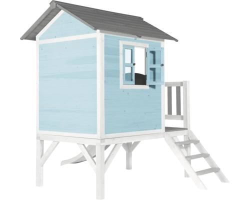 Spielhaus aus Holz mit Treppe und Fenster