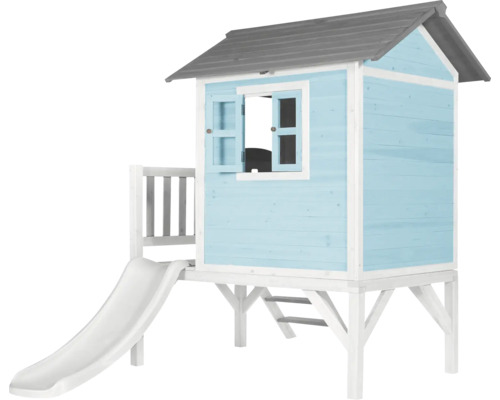 Spielhaus aus Holz mit Rutsche für den Garten