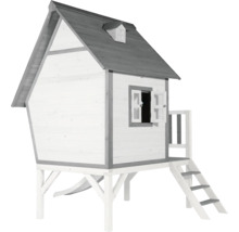 Spielhaus aus Holz mit Rutsche und Leiter