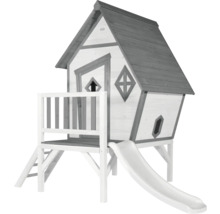 Spielhaus aus Holz mit Rutsche und Leiter