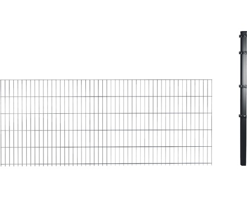 Erweiterungsset Doppelstabmattenset 8/6/8 inkl 1 Eckpfosten und Klemmhalter 103 cm x 2,5m, anthrazit