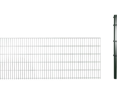 Erweiterungsset Doppelstabmattenset 6/5/6 inkl 1 Eckpfosten und Klemmhalter 63 cm x 2,5m, grün-0