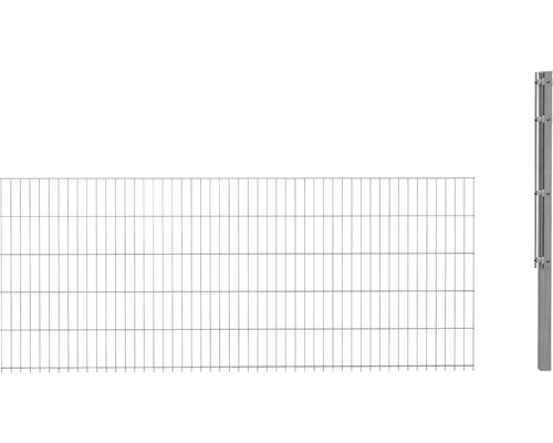 Erweiterungsset Doppelstabmattenset 8/6/8 inkl 1 Eckpfosten und Flachhalter 83 cm x 2,5m, feuerverzinkt