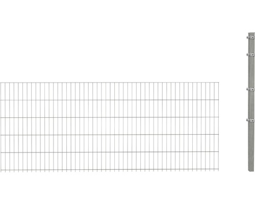 Erweiterungsset Doppelstabmattenset 6/5/6 inkl 1 Eckpfosten und Klemmhalter 183 cm x 2,5m, feuerverzinkt