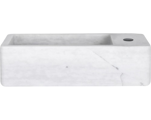 Handwaschbecken Hura L 40 x 22 cm Marmor weiß