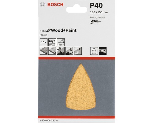 Bosch P40 Schleifblattset für Holz und Farbe, 100 x 150 Millimeter