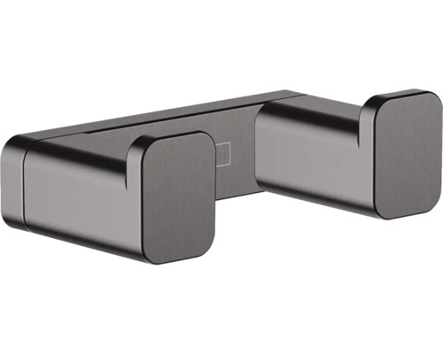Handtuchhaken hansgrohe AddStoris 2-fach Brushed Black Chrom gebürstet 41755340 Doppelter Kleiderhaken zur Wandmontage
