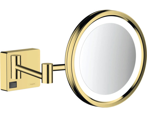 Kosmetikspiegel hansgrohe AddStoris beleuchtet 3-fach polished gold optic 41790990 Wandspiegel mit LED Beleuchtung