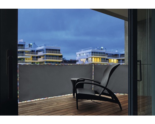 Balkonumrandung mit LED silbergrau 90x300 cm