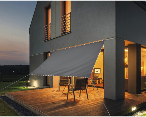 PeddyShiel Vierecksonnensegel 2,0 x 3,0 m, mit LED Beleuchtung, aus wasser- und windabweisenden PES, dunkelgrau