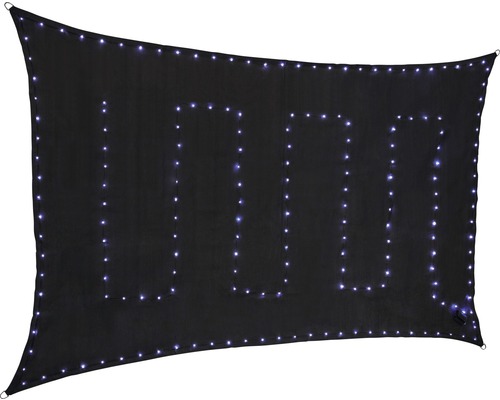 PeddyShiel Vierecksonnensegel 2,0 x 3,0 m, mit LED Beleuchtung, HDPE wind- und wasserdurchlässig, dunkelgrau