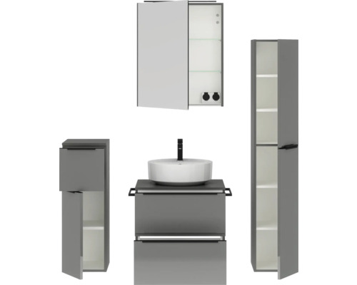 Badezimmer-Set mit Waschtisch, Spiegelschrank und Hochschrank