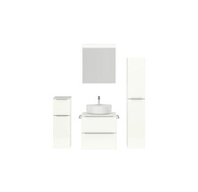 Badezimmer Set mit Waschtisch, Waschbecken, Spiegelschrank und Hochschränken