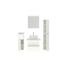 Badezimmer-Set mit Waschtisch, Waschbecken, Spiegelschrank und Hochschrank