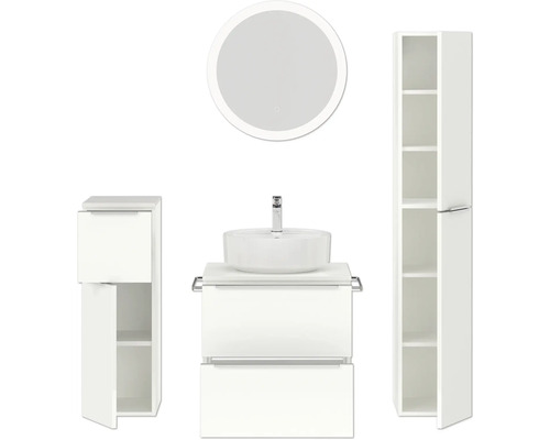 Badezimmer Set mit Waschtisch, Waschbecken, Spiegelschrank und Hochschrank