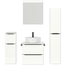 Badezimmer-Set mit Waschtisch, Waschbecken, Spiegelschrank und Hochschrank
