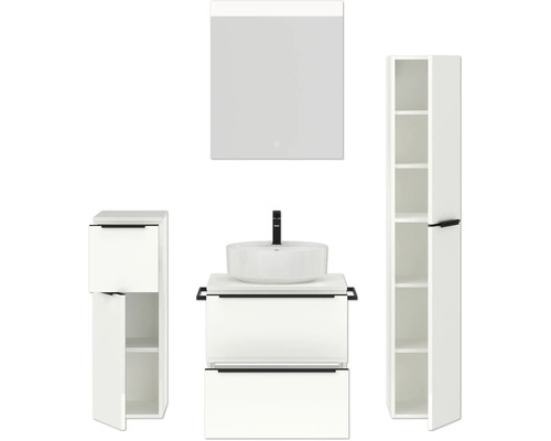Badezimmer Set mit Waschtisch, Spiegel und Hochschrank