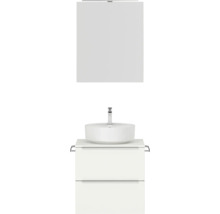 Badmöbel-Set NOBILIA Programm 3 BxHxT 61 x 169,1 x 48,7 cm Frontfarbe weiß matt mit Aufsatz-Waschtisch und Spiegelschrank 1-türig mit LED-Beleuchtung Griffleiste chrom matt 336