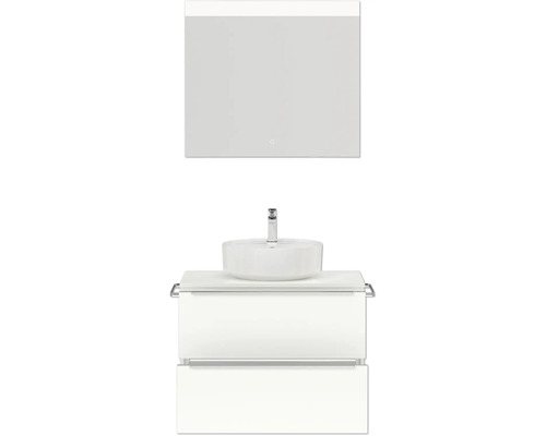 Waschtischkombination mit Aufsatzwaschbecken und Spiegelschrank