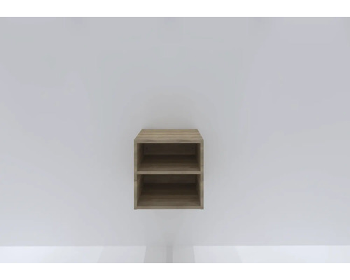 Holzfarbenes Wandregal mit zwei Fächern