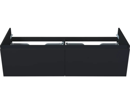 Waschtischunterschrank Sanox Frozen BxHxT 140 x 40 x 45 cm Frontfarbe schwarz matt Schwarzer Waschtischunterschrank mit zwei Schubladen