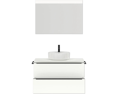 Waschtischkombination mit Spiegel, Waschbecken und Unterschrank für das Badezimmer